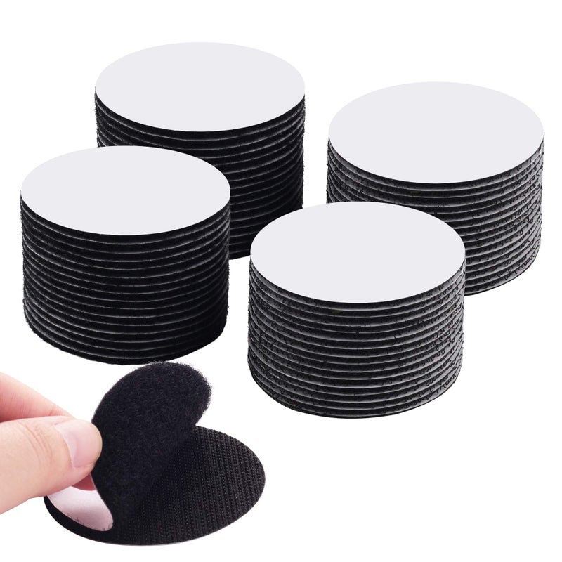 LLPT 32 Pairs Hook and Loop Tape Fastener Round Dia. 2.4â€ Sticky Dots Pad with Heavy Duty Adhesive Hook Loop Strip Mounting Tape for Home Deco Office School Outdoor (RSB320) - Image 1